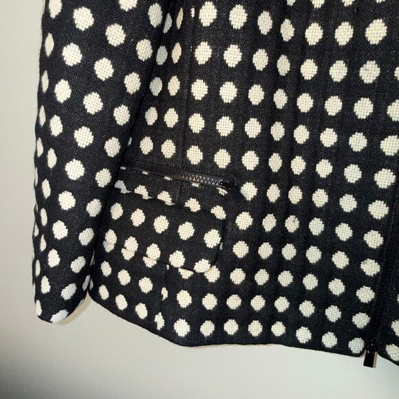 Jones New York Collection Woman Blazer 24W Black White Polka Dot Zip Jacket Line - Picture 3 of 16